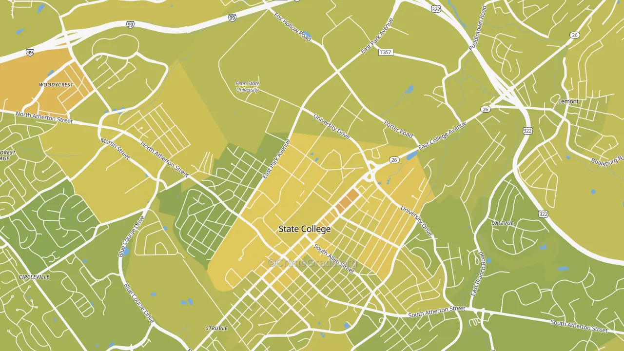 16802, PA Map of Vehicle Theft Rates