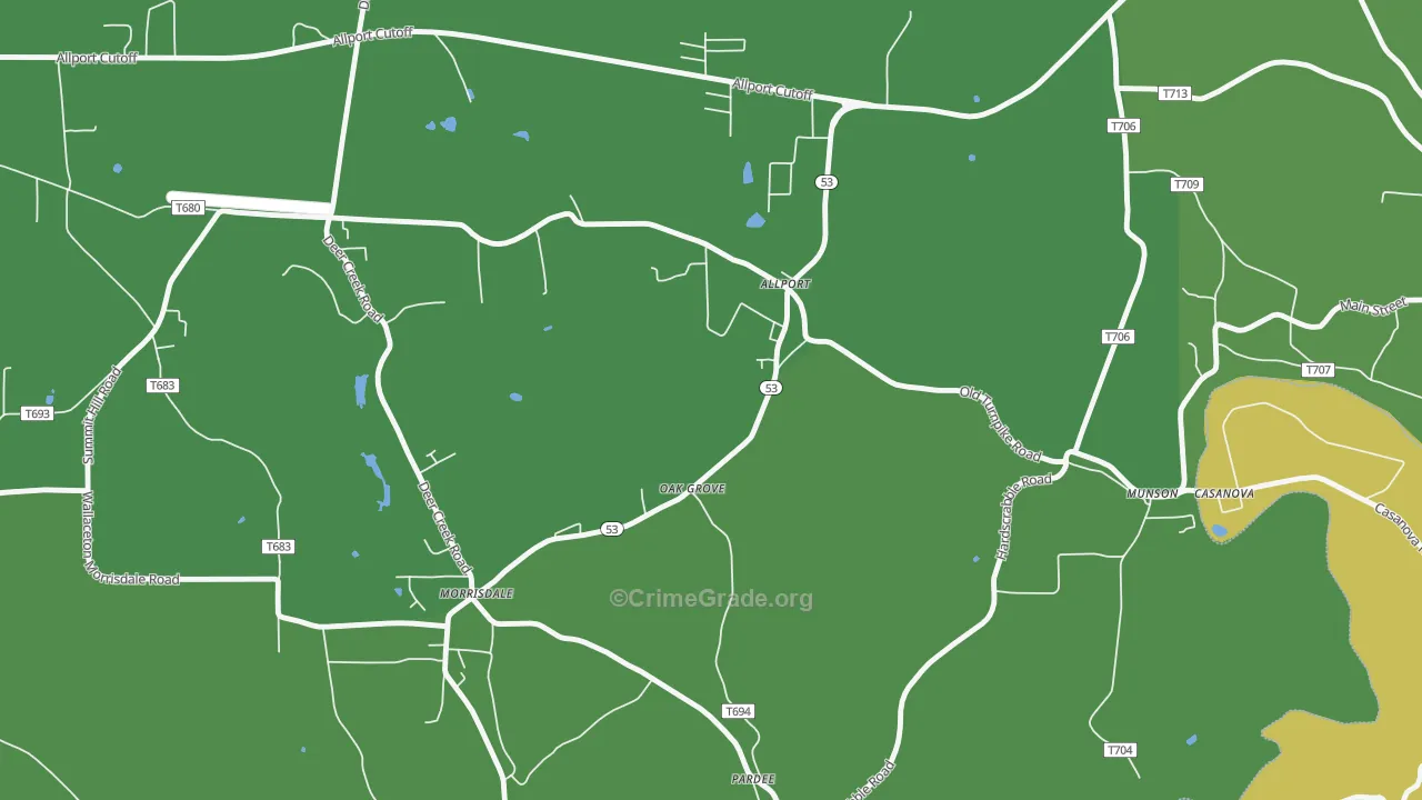 16821, PA Map of Vehicle Theft Rates