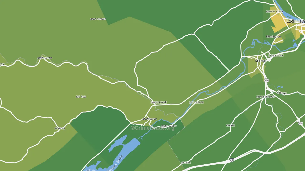 16822, PA Map of Vehicle Theft Rates