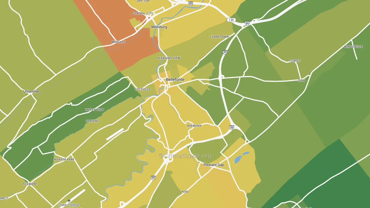 16823, PA Map of Vehicle Theft Rates
