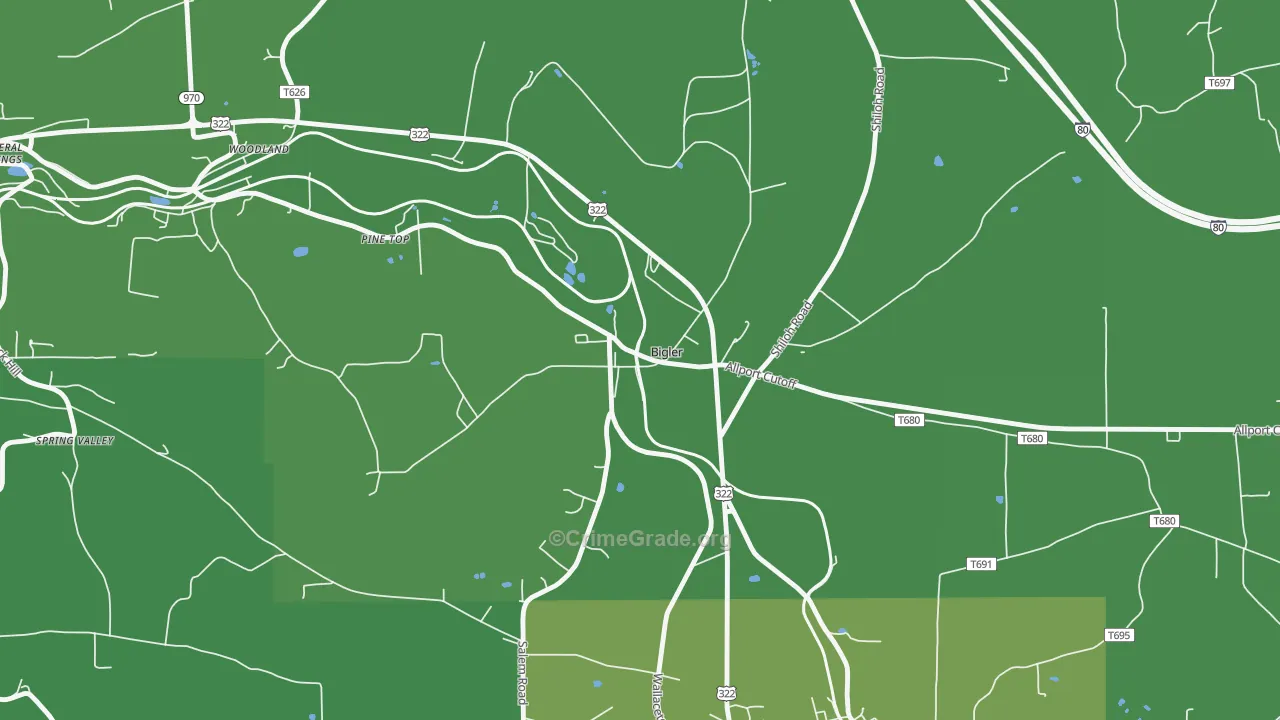 16825, PA Map of Vehicle Theft Rates