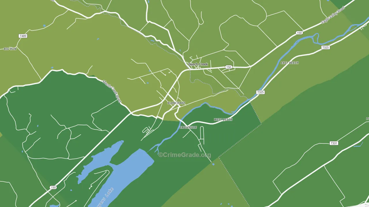 16826, PA Map of Vehicle Theft Rates