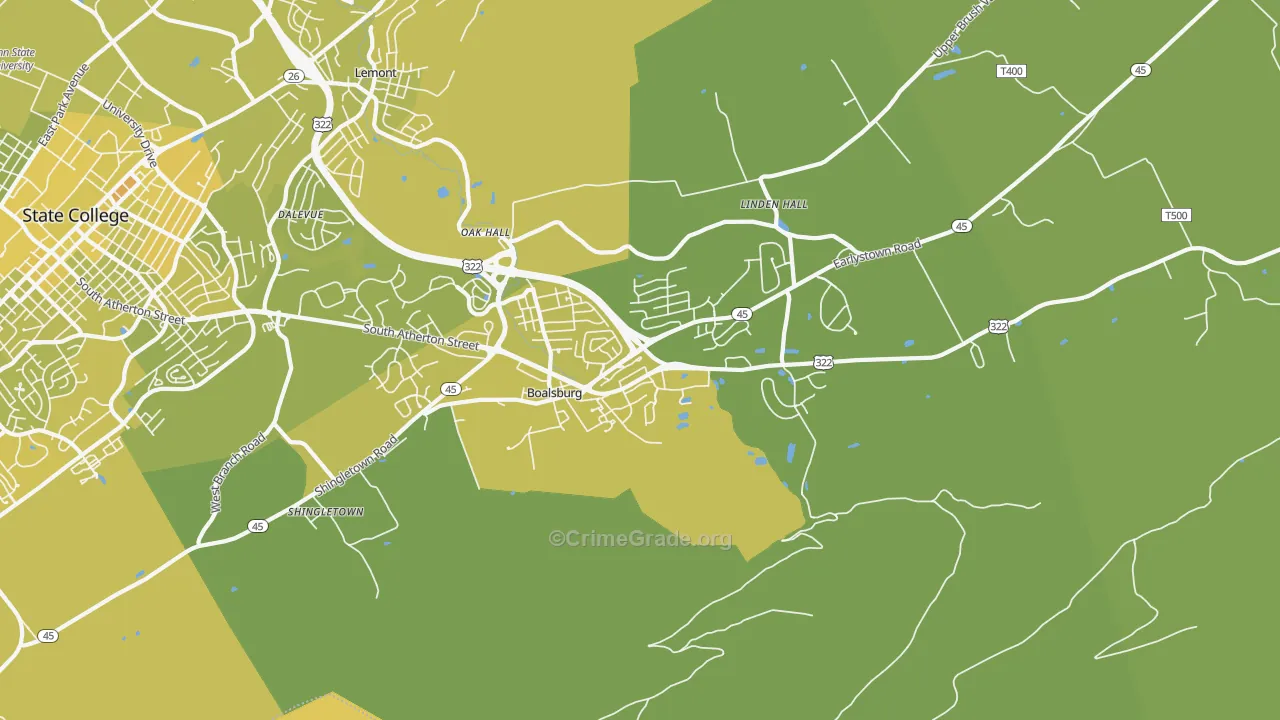 16827, PA Map of Vehicle Theft Rates