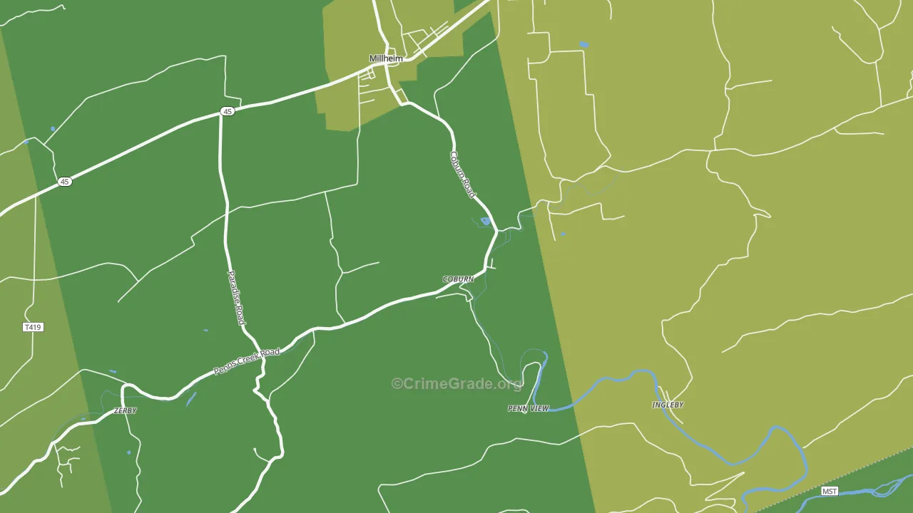 16832, PA Map of Vehicle Theft Rates