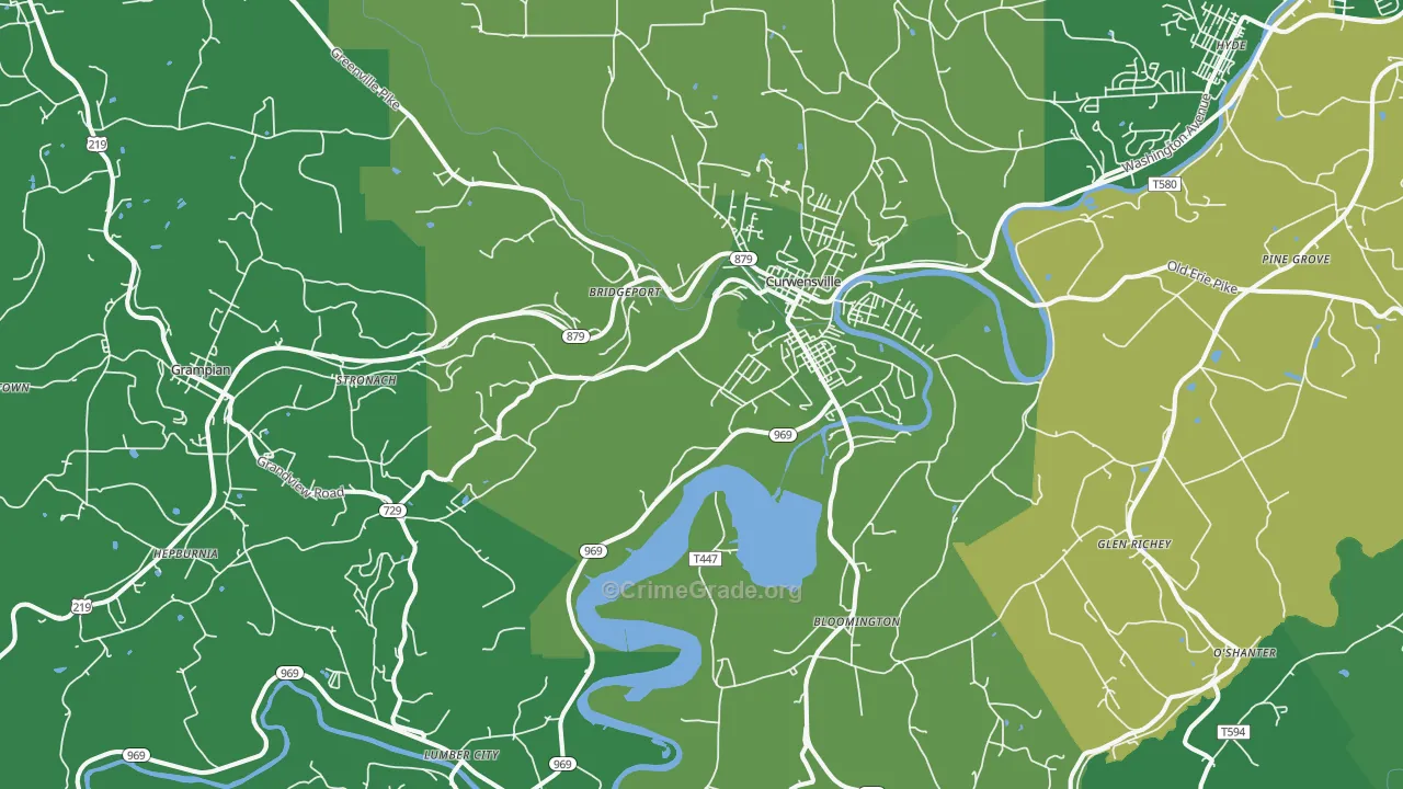 16833, PA Map of Vehicle Theft Rates