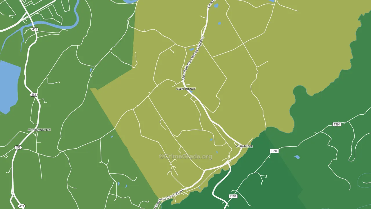 16837, PA Map of Vehicle Theft Rates
