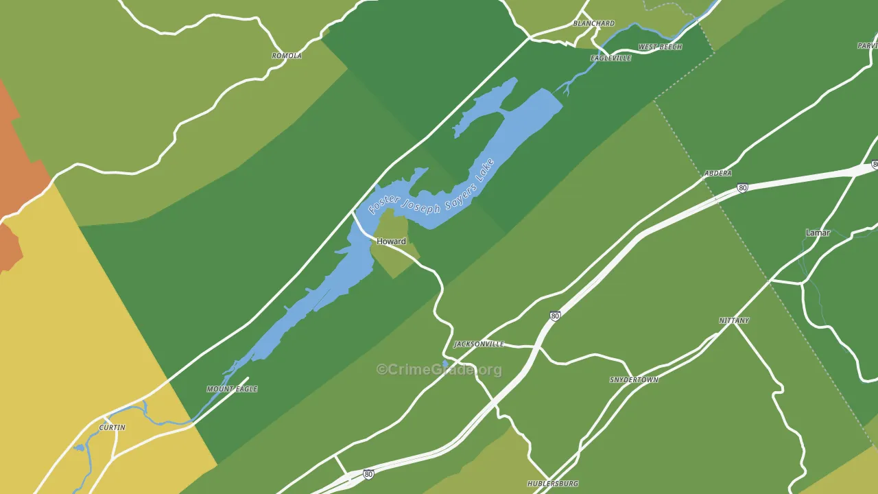 16841, PA Map of Vehicle Theft Rates