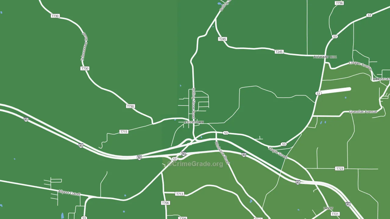 16847, PA Map of Vehicle Theft Rates