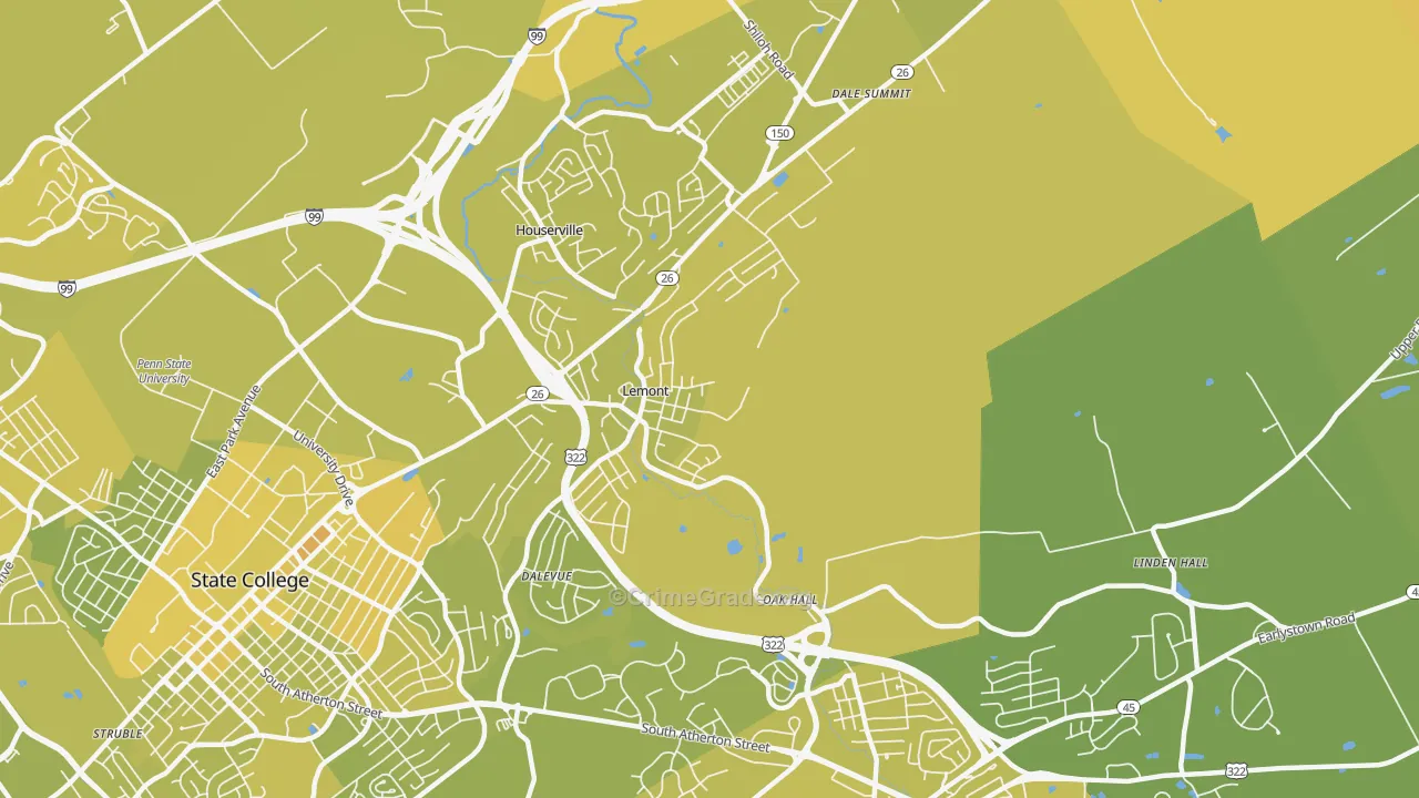 16851, PA Map of Vehicle Theft Rates