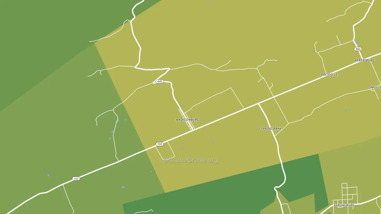 16852, PA Map of Vehicle Theft Rates
