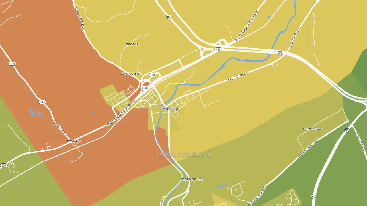 16853, PA Map of Vehicle Theft Rates
