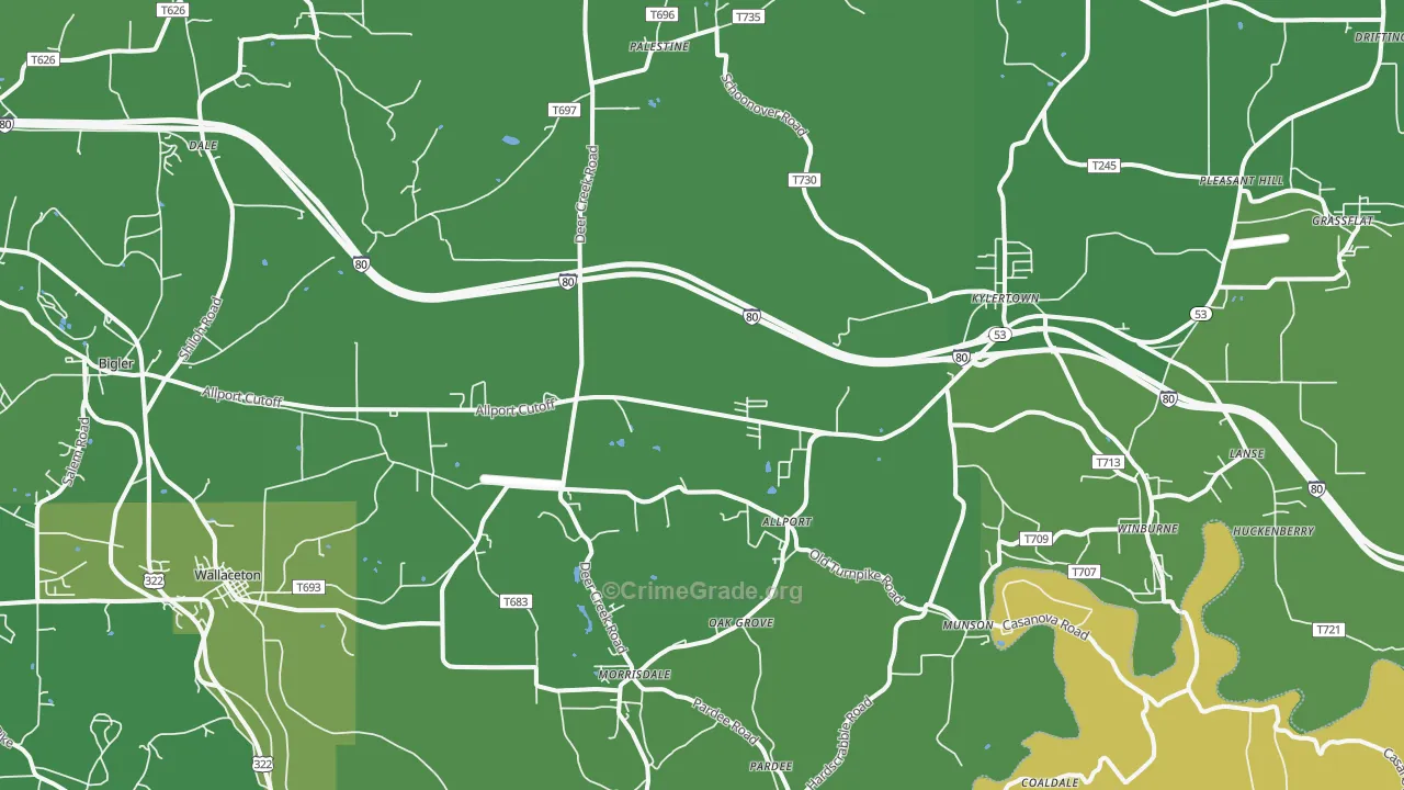 16858, PA Map of Vehicle Theft Rates