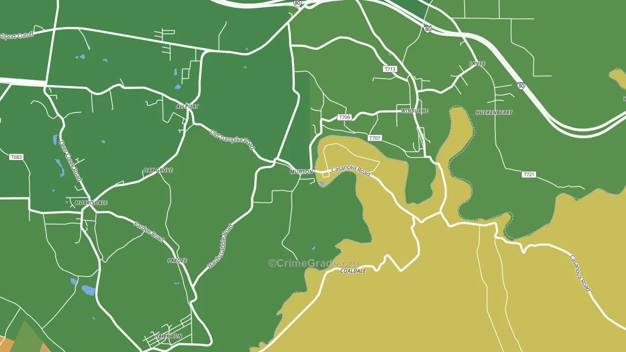 16860, PA Map of Vehicle Theft Rates