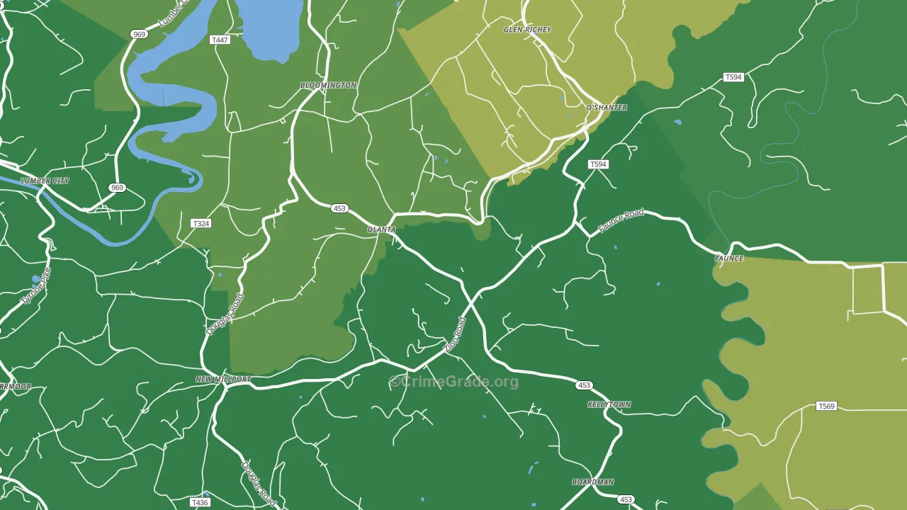 16863, PA Map of Vehicle Theft Rates