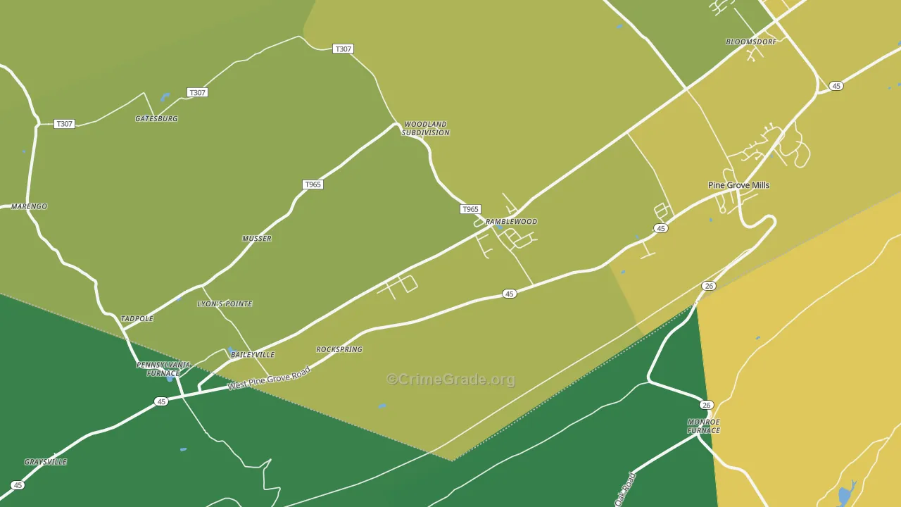 16865, PA Map of Vehicle Theft Rates