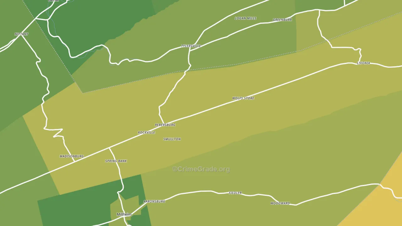 16872, PA Map of Vehicle Theft Rates