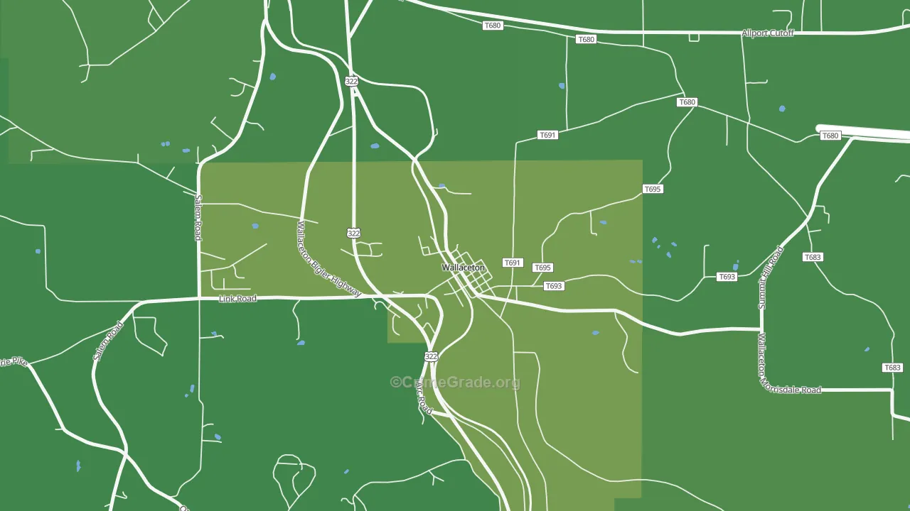 16876, PA Map of Vehicle Theft Rates
