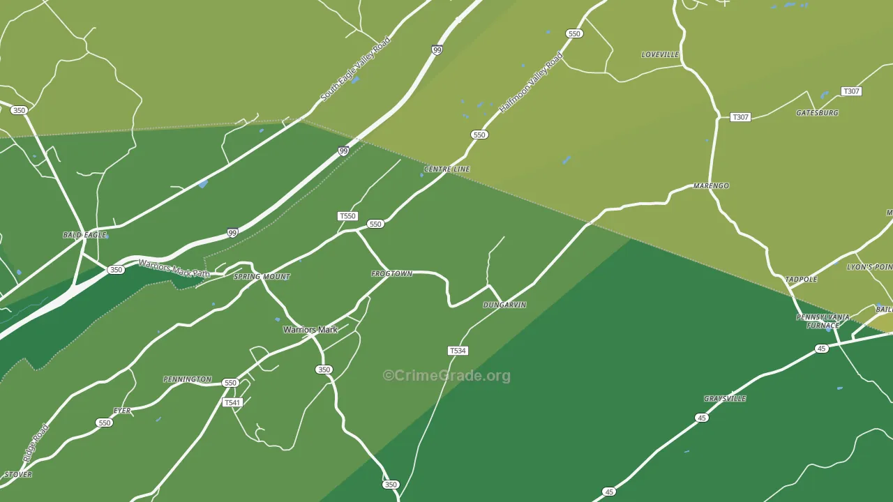 16877, PA Map of Vehicle Theft Rates