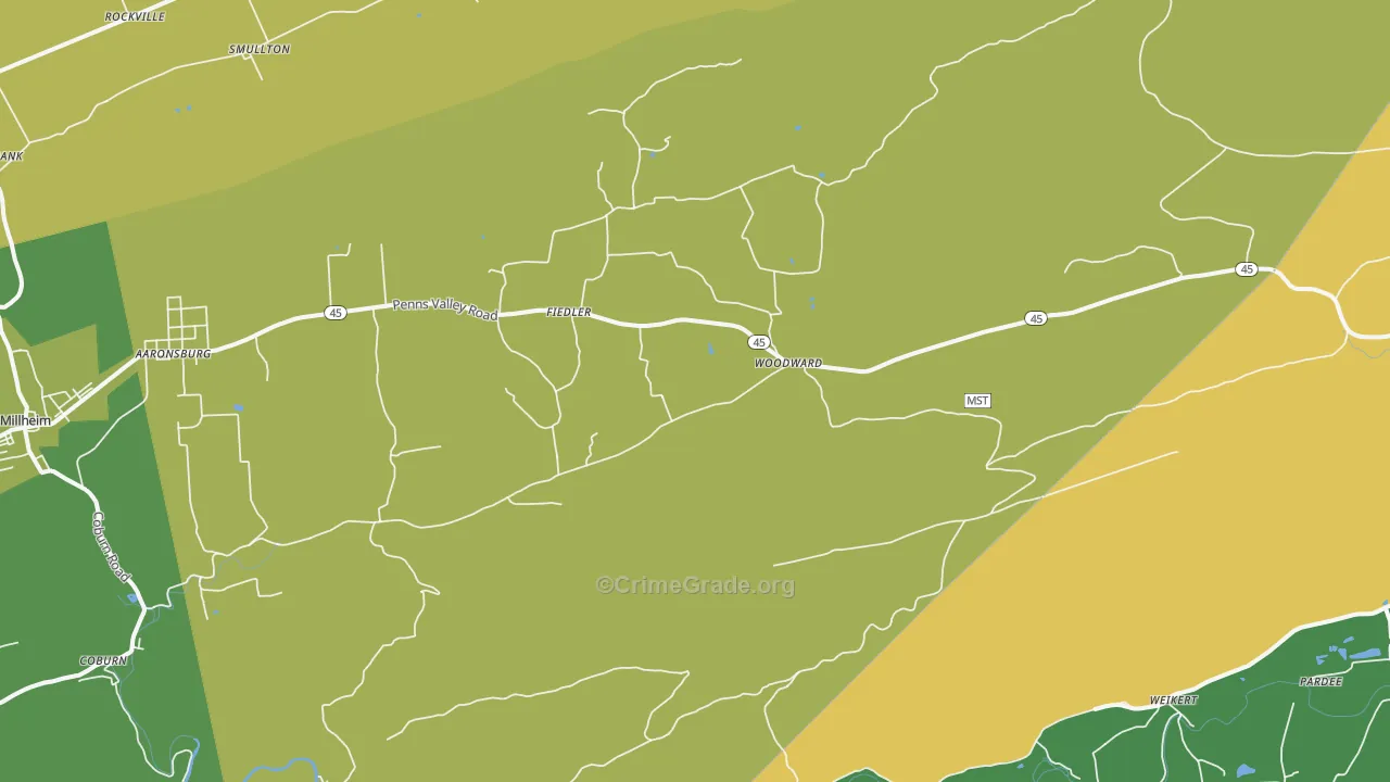 16882, PA Map of Vehicle Theft Rates
