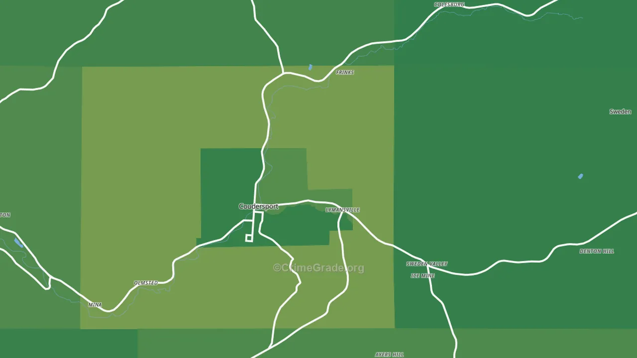 16915, PA Map of Vehicle Theft Rates