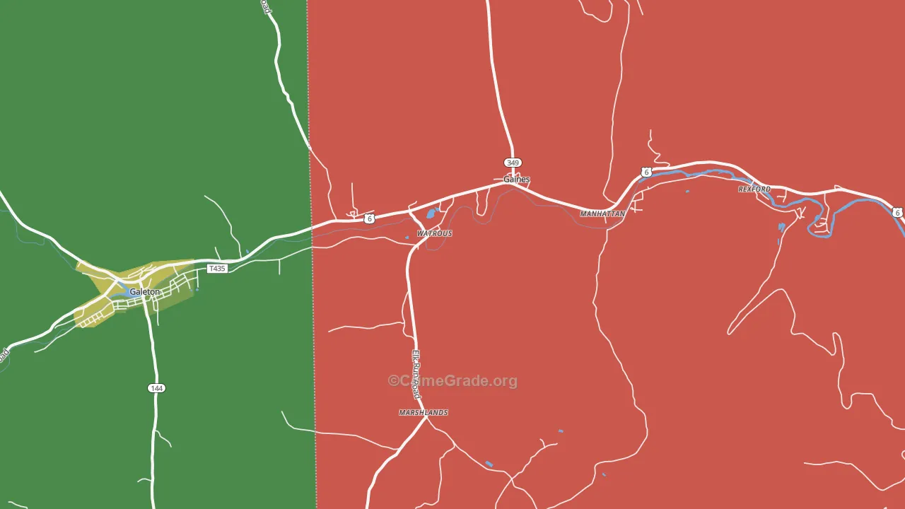16921, PA Map of Vehicle Theft Rates