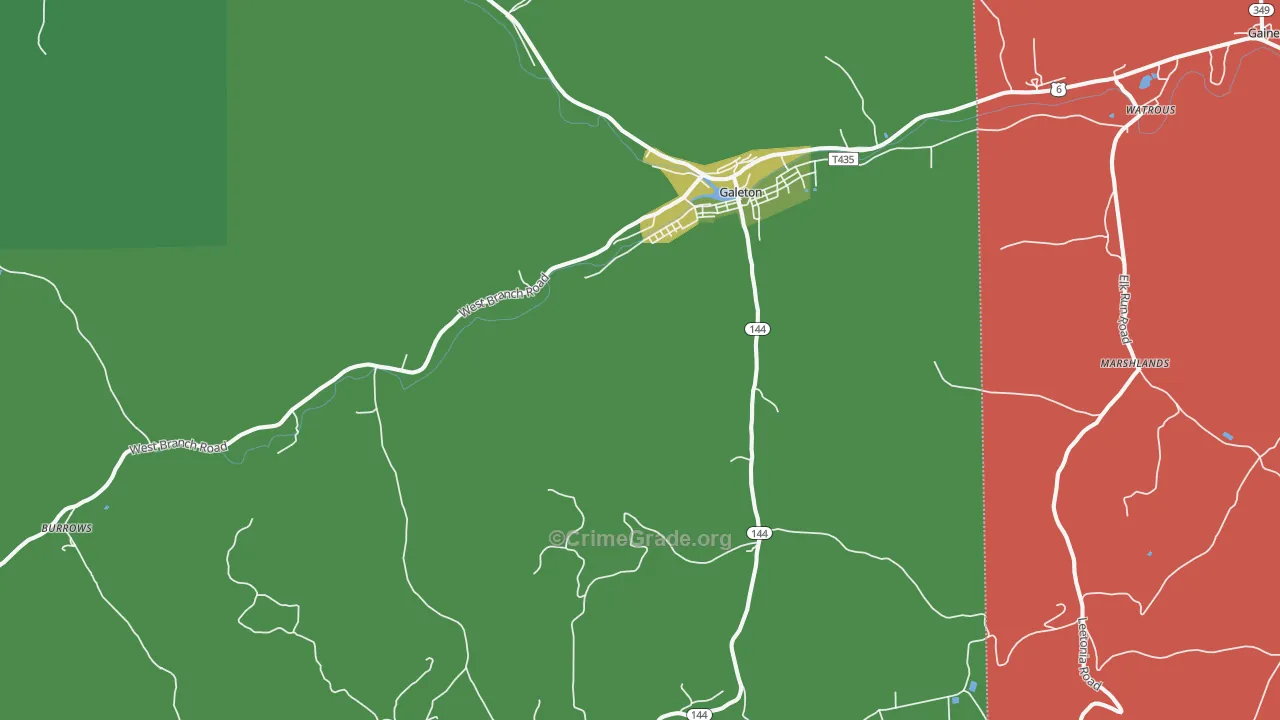 16922, PA Map of Vehicle Theft Rates