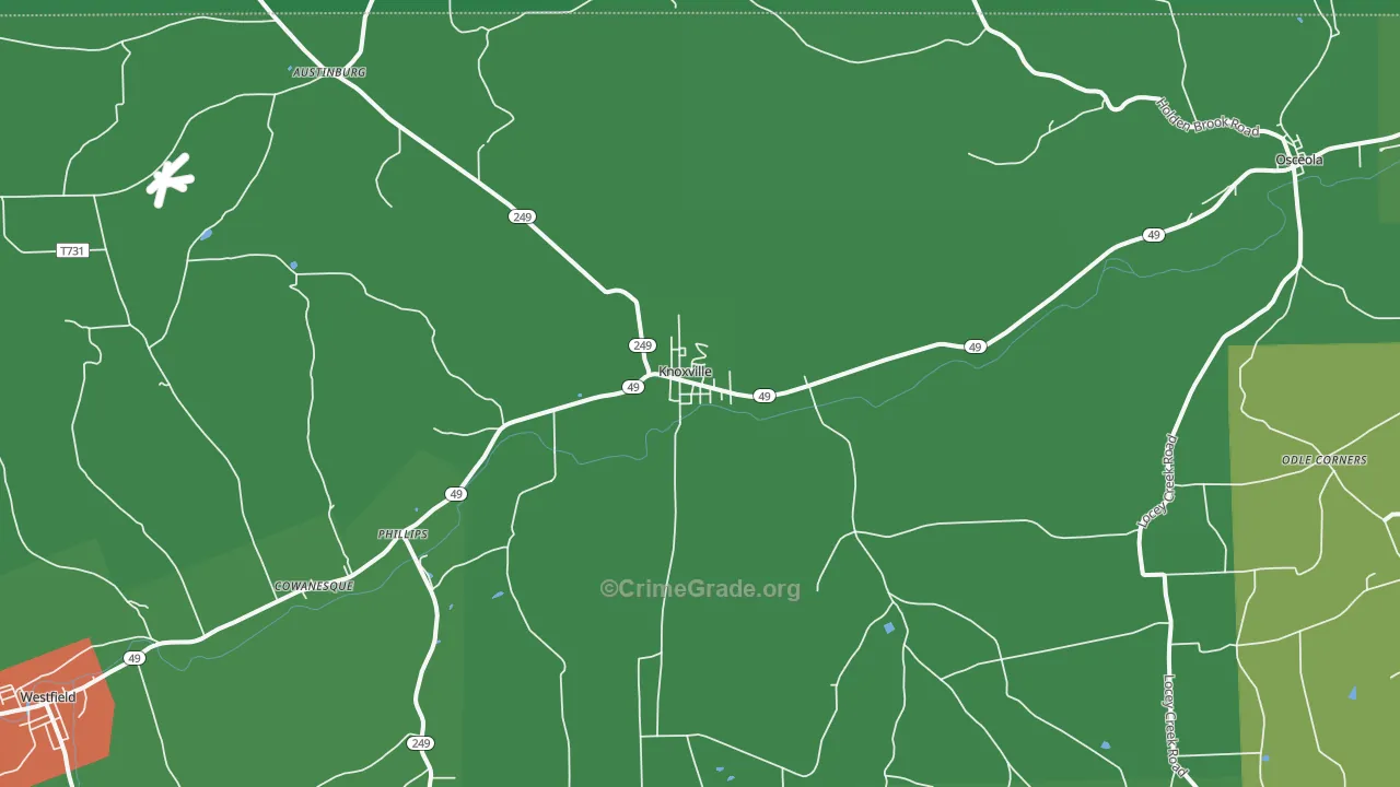 16928, PA Map of Vehicle Theft Rates