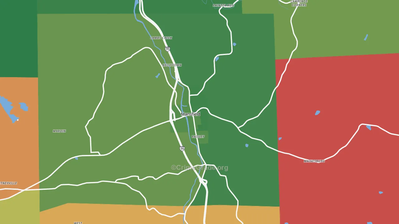 16933, PA Map of Vehicle Theft Rates