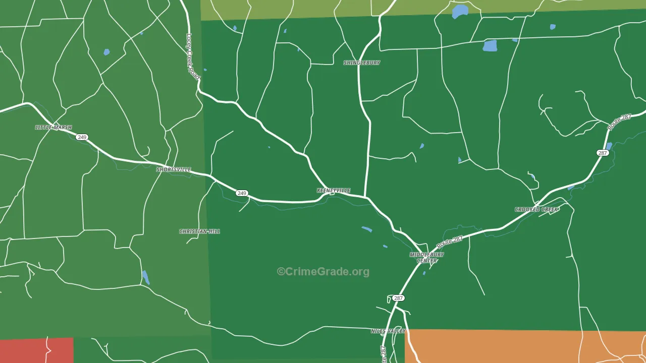 16935, PA Map of Vehicle Theft Rates