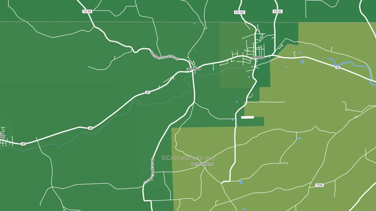 16942, PA Map of Vehicle Theft Rates