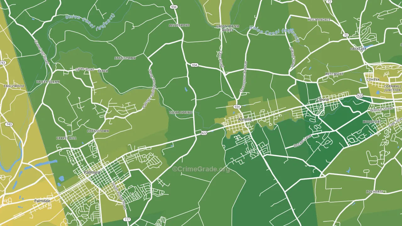 17003, PA Map of Vehicle Theft Rates