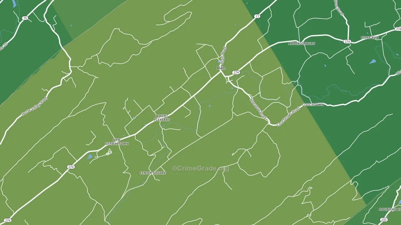 17006, PA Map of Vehicle Theft Rates
