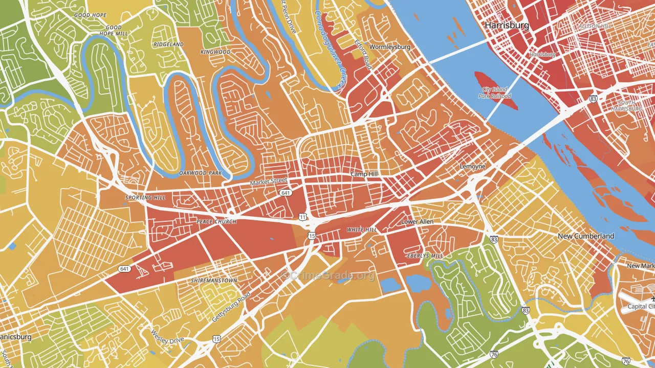17011, PA Map of Vehicle Theft Rates