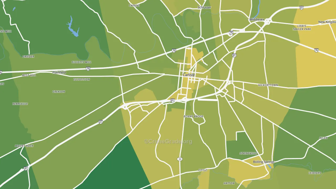17015, PA Map of Vehicle Theft Rates