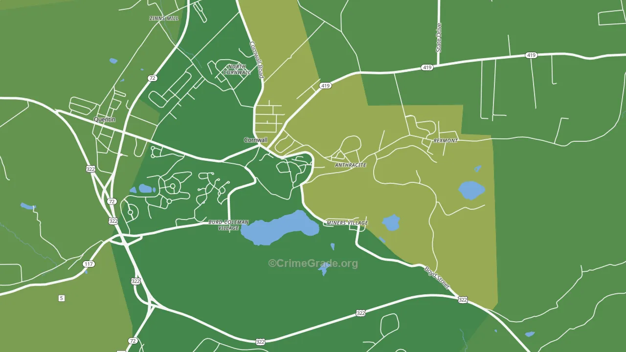 17016, PA Map of Vehicle Theft Rates