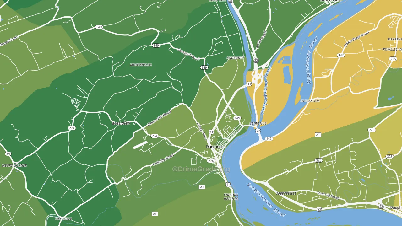 17020, PA Map of Vehicle Theft Rates