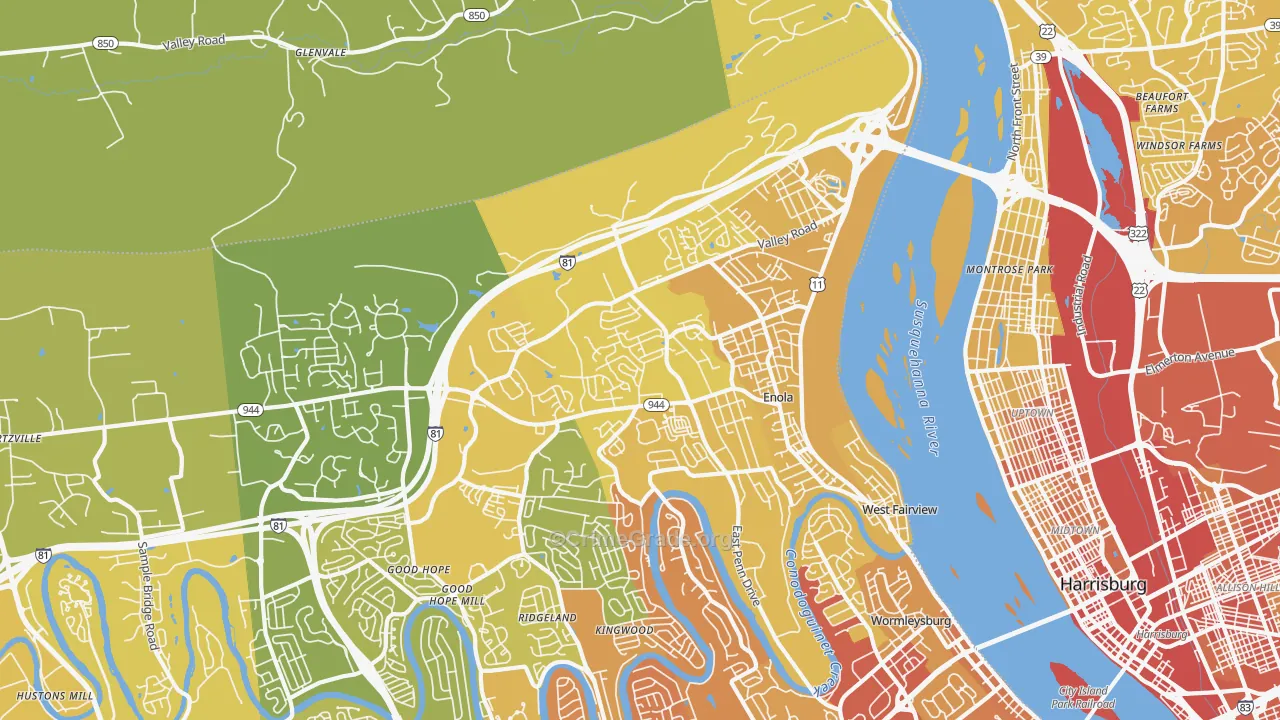 17025, PA Map of Vehicle Theft Rates