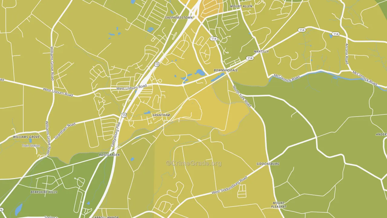 17027, PA Map of Vehicle Theft Rates