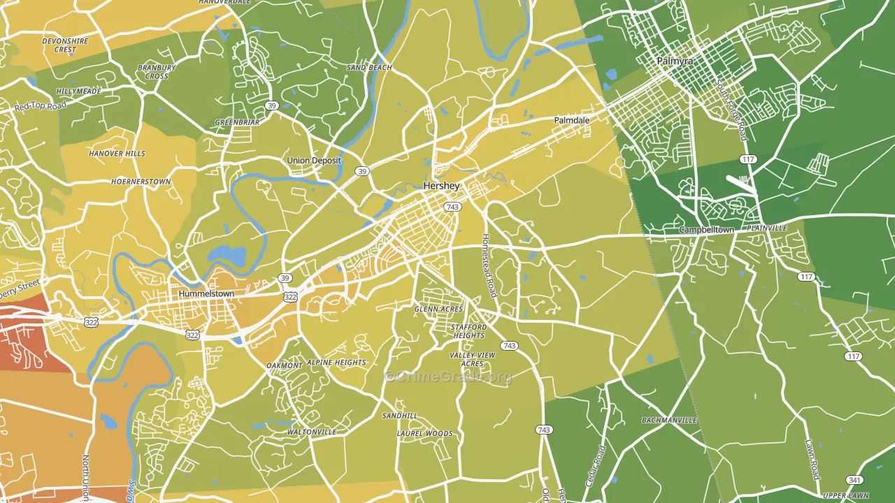17033, PA Map of Vehicle Theft Rates