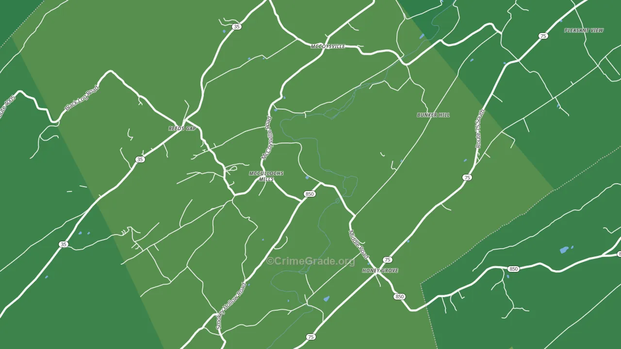17035, PA Map of Vehicle Theft Rates