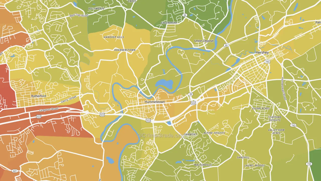 17036, PA Map of Vehicle Theft Rates