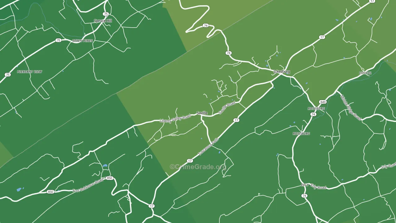 17037, PA Map of Vehicle Theft Rates