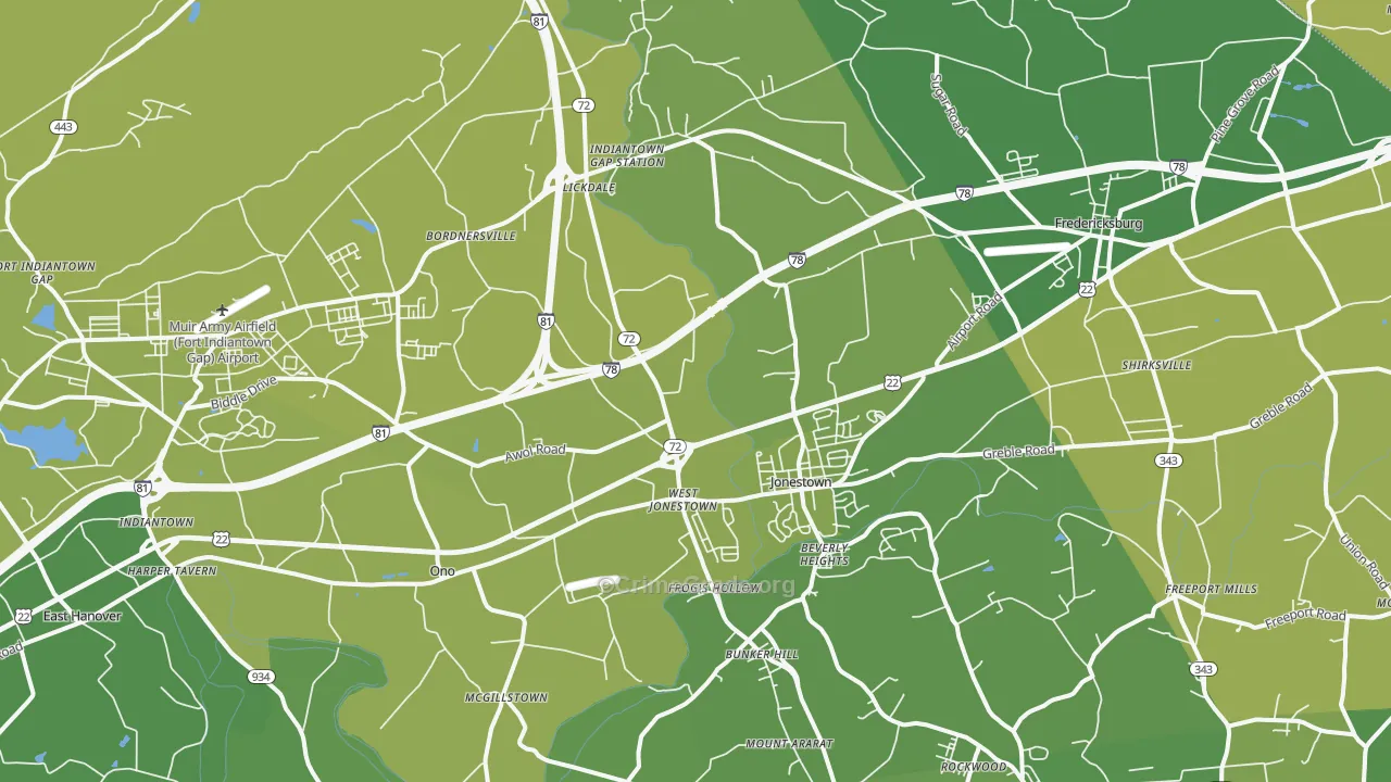 17038, PA Map of Vehicle Theft Rates