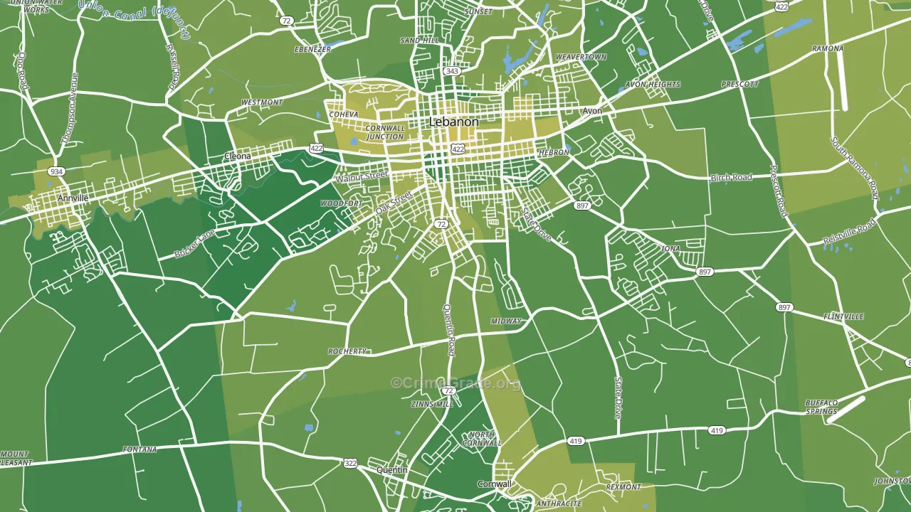 17042, PA Map of Vehicle Theft Rates