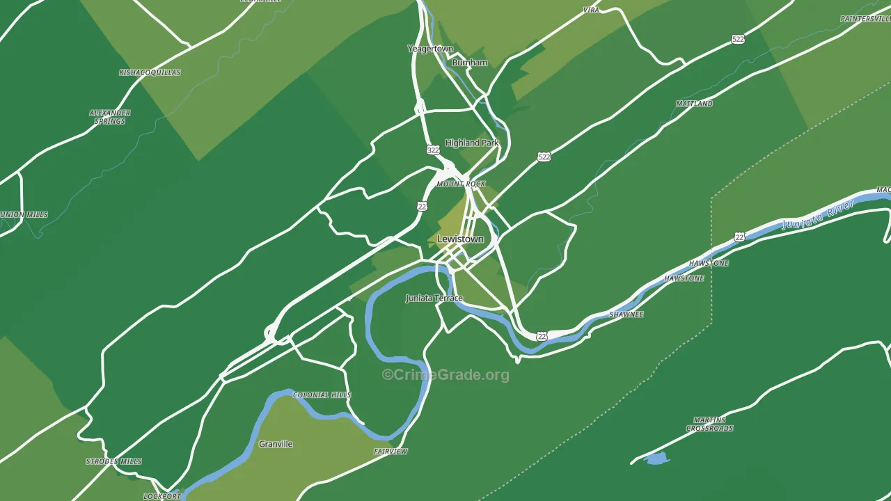 17044, PA Map of Vehicle Theft Rates