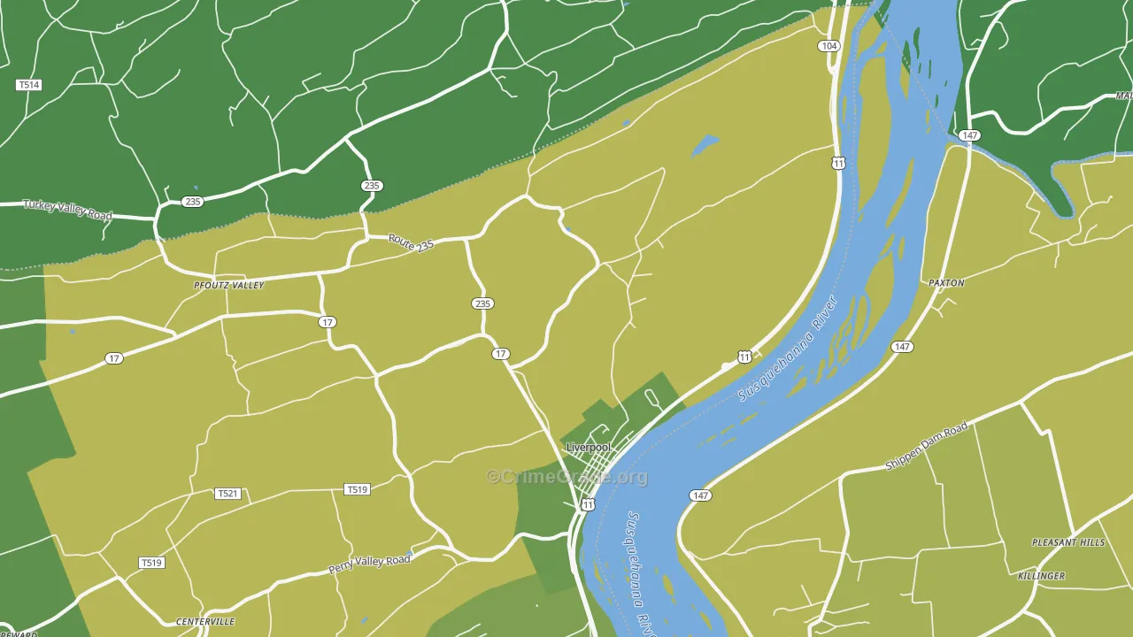 17045, PA Map of Vehicle Theft Rates