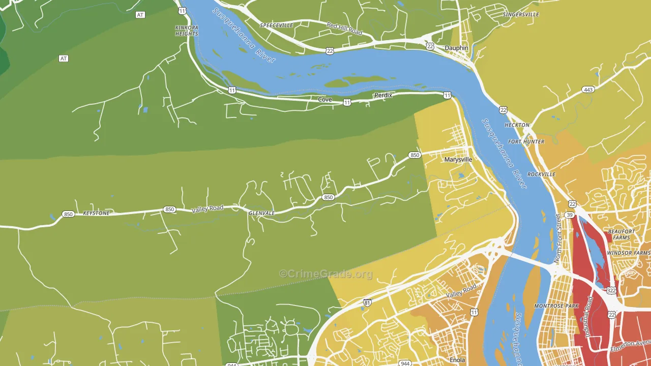 17053, PA Map of Vehicle Theft Rates
