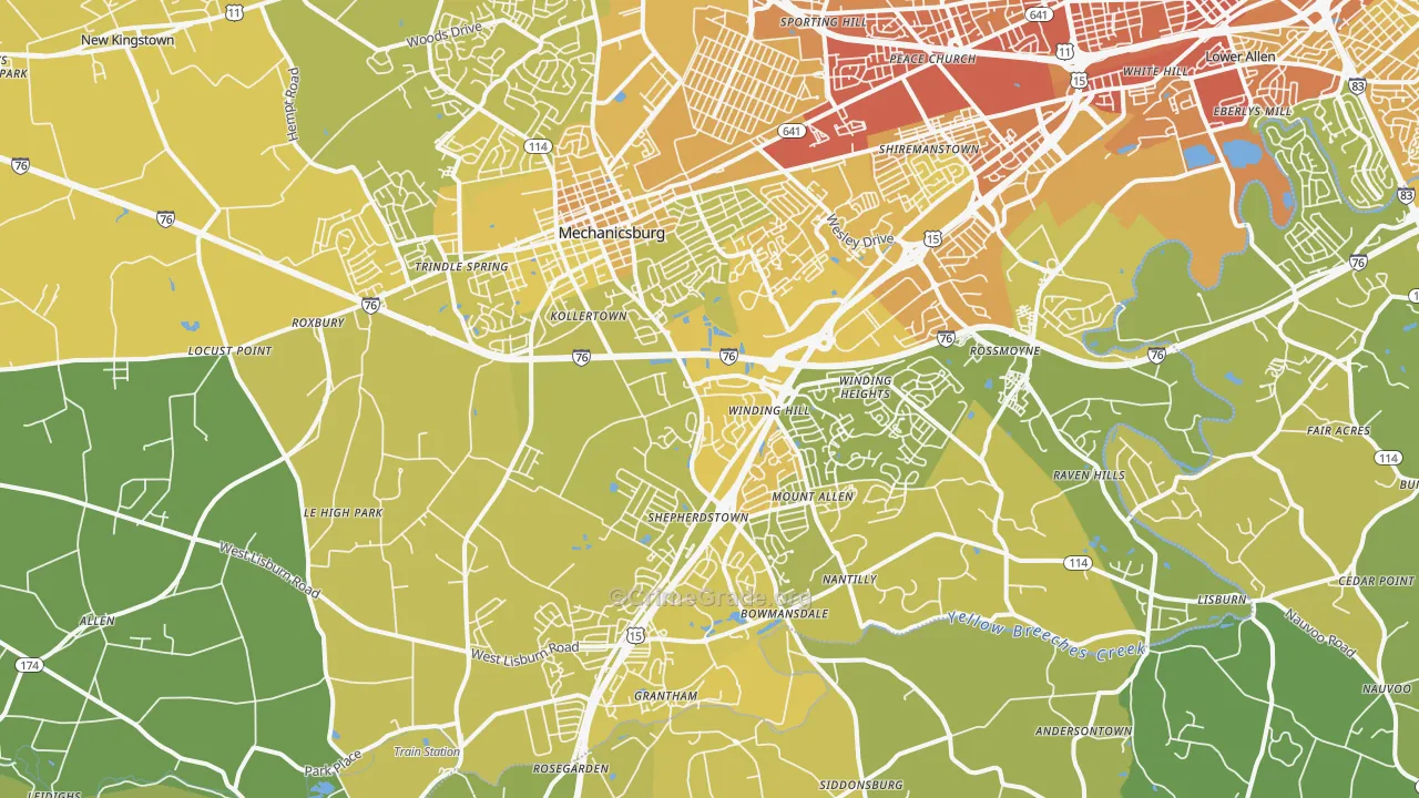 17055, PA Map of Vehicle Theft Rates