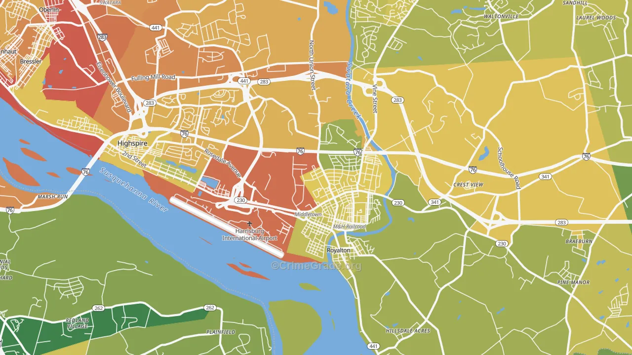 17057, PA Map of Vehicle Theft Rates