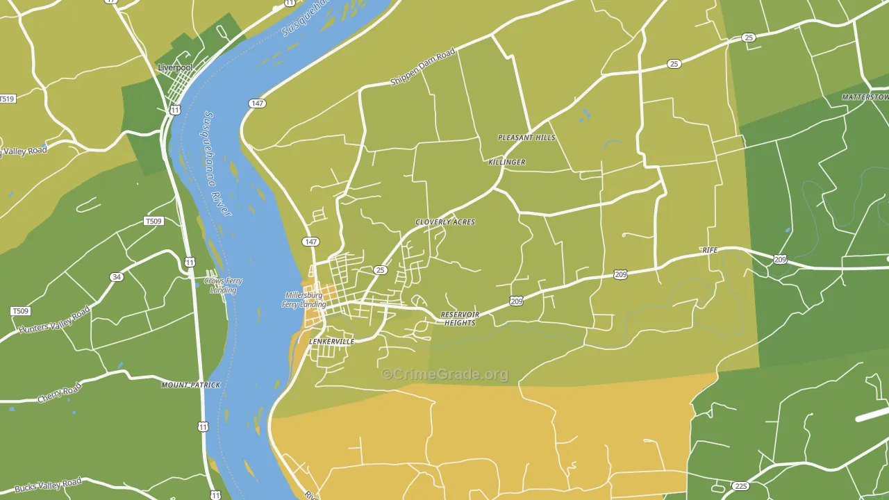 17061, PA Map of Vehicle Theft Rates